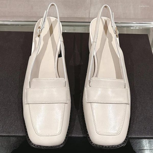 Scarpe eleganti Baeromad Fashion Runway Office Lady Summer White Moafers Women Round Toe Backle Fuckle Cinture Slingbacks High Heeled