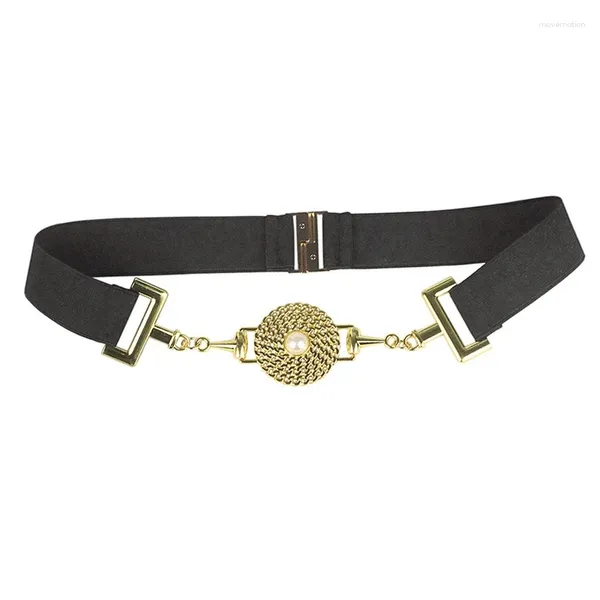 Cintos de elasticidade feminina cintura tira retro fivela decoração de fivela de pasta de partida