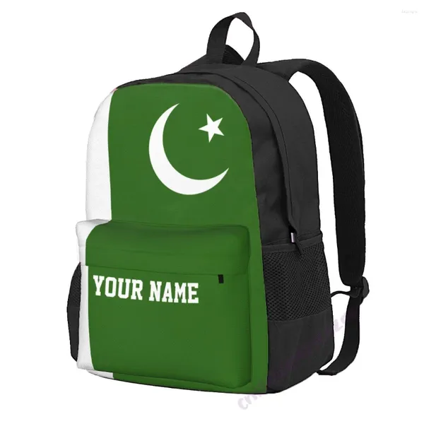 Backpack benutzerdefinierte Name Pakistan Flag Polyester für Männer Frauen Reisen Tasche Freizeitstudenten Wandercamping