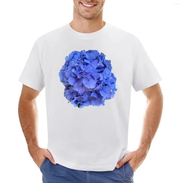 Erkek Polos Romantik Mor Blue Cottage Çekirdek Çiçek Çiçek Periwinkle Hydrengea Çiçek Tişört Grafikleri Giyim