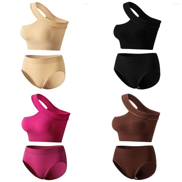 Defina Bras Cinoon Sexy Mulheres Bra sem costura Conjunto de cintura baixa calça sem fio Alça de ombro de ombro Bralette Lingerie sem roupa de baixo Lette