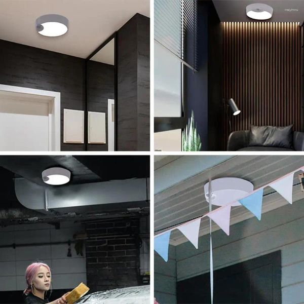 Luzes de teto Lâmpada LED lâmpada portátil redonda pir bateria alimentada por corredor escada garagem banheiro acessórios domésticos lâmpada de indução humana