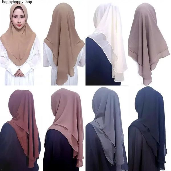 Womens duas camadas hijab instantânea instantânea na Malásia Shawls Arab Khimar Amira Cap Islâmica Muçulmana Capa de Capinha de Turbano 240402