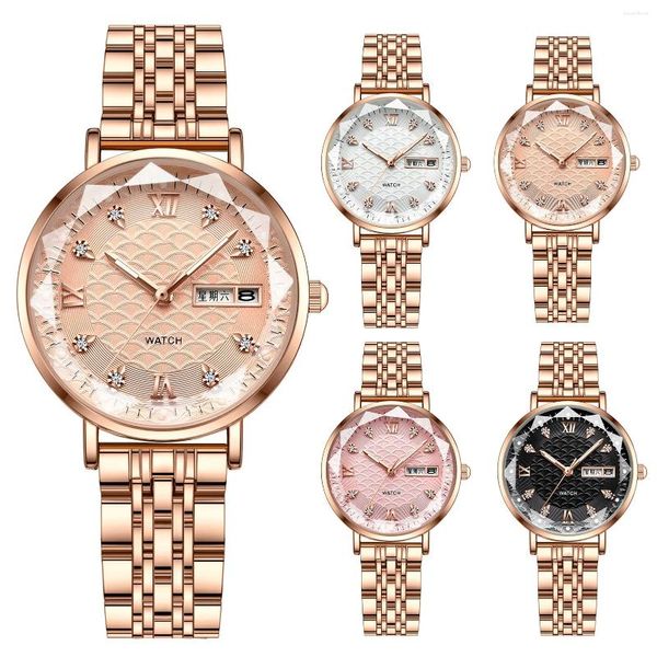 Relógios de pulso relógios femininos pulseira luminosa fácil de ler Diamond redond watwatch para presente de aniversário de namorada presente
