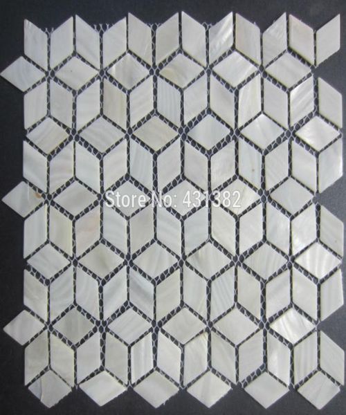 Rhombus -Schalen -Mosaikfliesen42224Naural Pure White Mutter von Perlenfliesen Küche Backsplash Badezimmer Wandböden 78033558729161