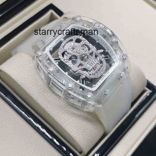 Männer zuschauen RM52 Man Watch Mode RM052-01 Cool Superclone Active Tourbillon Transparent Skull Sports Waterdofel hohl P2LW