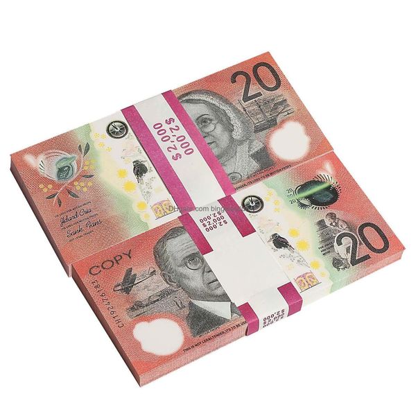 Outras festa festiva fornecem jogos de novidade de novo banco de banco de banquetes australiano 20 50 100 cópia de papel FL Print Banknote Money Fake Mono Dh3ZR