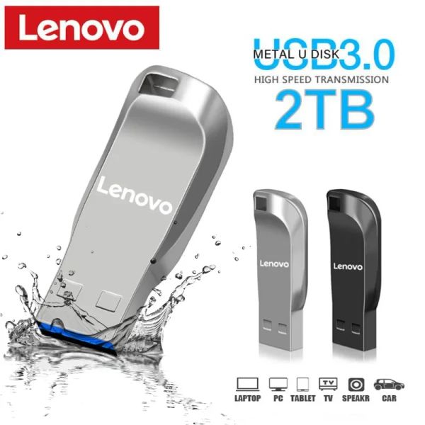 Adapter Lenovo Flash -Laufwerke 3.0 2 TB Metall Hochgeschwindigkeit Pendrive 1 TB 512 GB wasserdichte Memoria tragbarer Antrieb USB -Flash -Scheibe Typec Adapter