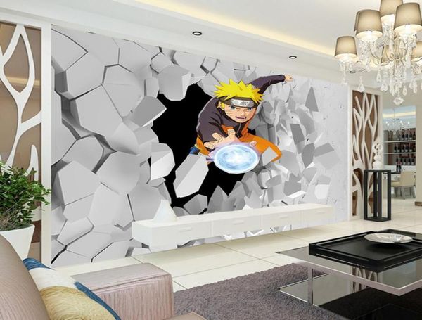 Anime Japonês Mural de Muralha 3D Naruto Po Papel de parede dos meninos Redro da sala de parede de desenhos animados personalizados sala de estar de parede de parede grande deco7914355