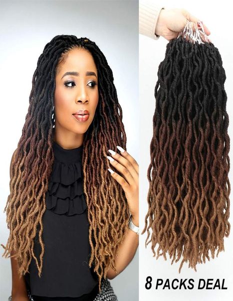 Cabelo ondulado de ciganos ombre Cabelo de crochê 18QUOT 8packslot deusa Locs Locs Faux Raízes Africanas Dreadlocs Braiding sintético Cabelo EXTE2024662