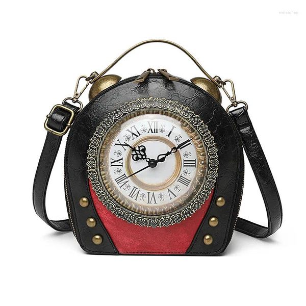 Umhängetaschen Frauenbeutel Retro Handheld Package Walkable Clock One Cross-Handtasche