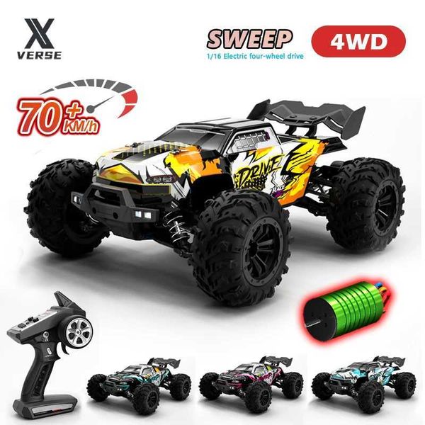 Modelo Diecast Cars 1 16 Veículo Offroad RC sem escova 4x4 HighSceed 70kmh 24g Controle remoto carro com LED Drift Monster Truck Toy Adequado para adultos e Chi J240417