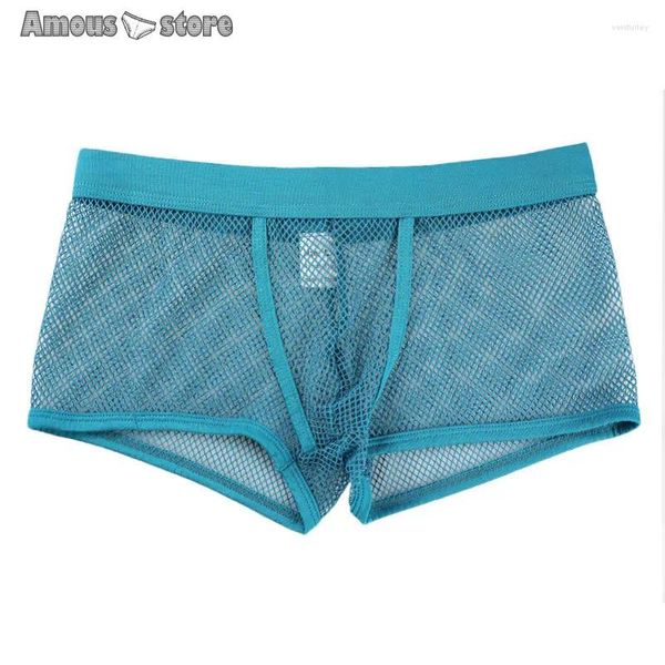 Underpants Herren Mesh Boxers Trunks G-String Transparent Unterwäsche weiß schwarzblau grau