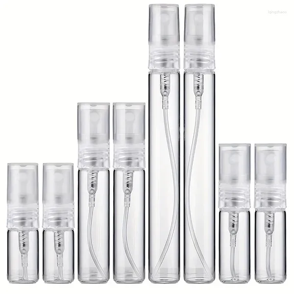 Garrafas de armazenamento 10pcs 2ml 3ml 5ml 10ml Spray de viagem mini perfume transparente garrafa de vidro de vidro recarregável Substituição de fragrâncias de fragrância amostra de frascos