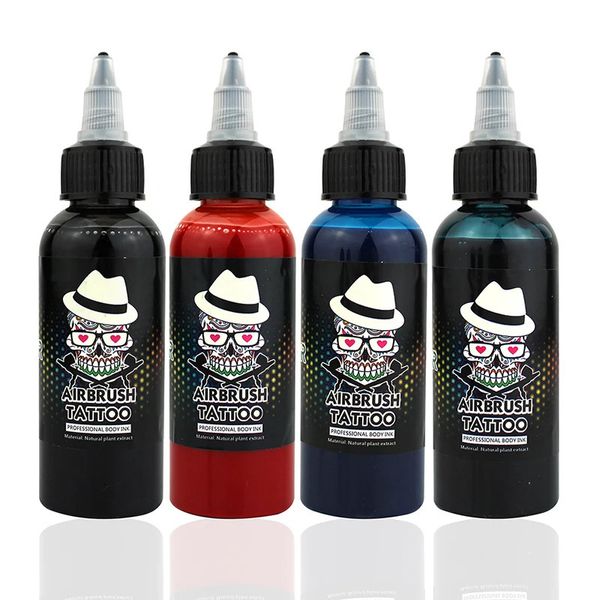 Ophir 60 ml/garrafa Airbrush Ink preto/vermelho/azul/tatuagem cor para tinta corporal Tattoo tinta de tatuagem corporal cor de arte _TA099-1 240409