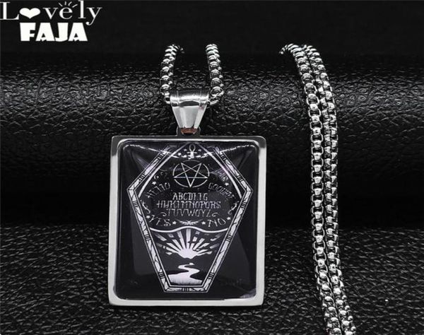 Pentagramma di bara gotica pentagramma solare in acciaio inossidabile in acciaio nero in vetro argento collana a ciondolo a ciondolo menwomen gioielli collier homme n5185s03 nec77365582