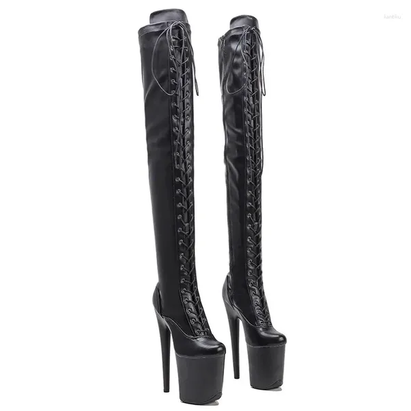 Tanzschuhe 20 cm/8 Zoll PU Upper Moderne sexy Nachtclub Pole High Heel Plattform Frauen-Overknee-Stiefel 034 034