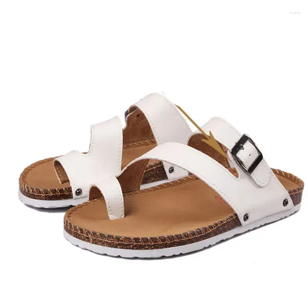 Terlik Cowcom 2024 Erkekler Flip-Flop Cork Sandals Çiftler Plaj Plajı Sıradan Flip-Flops Ayakkabı Kwn