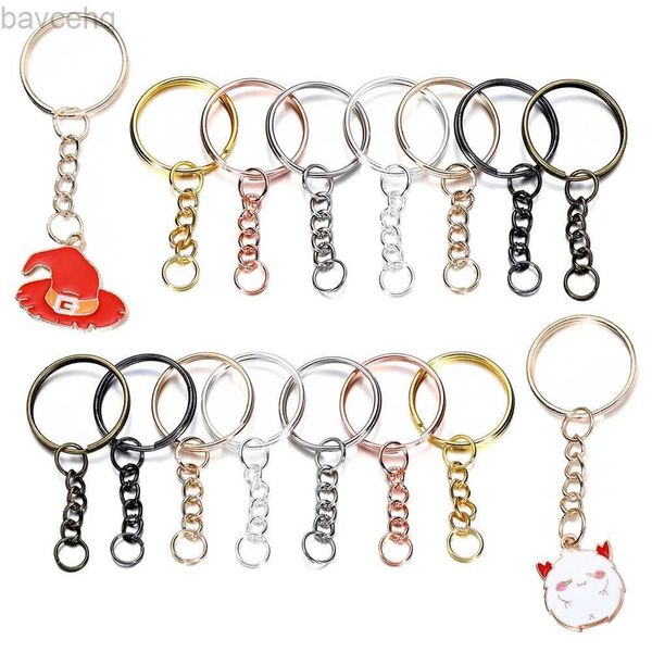 Keychains Lanyards 10/20pcs Silber Farbe Metall Keychain Ring Split Ring Keyfob Schlüsselhalter Ringe Frauen Männer DIY Key Ringzubehör Großhandel D240417