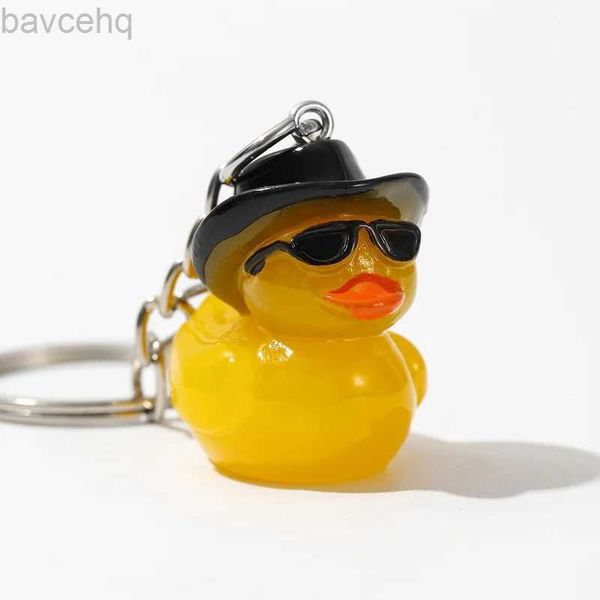 Keychains Bedanyards fofos pequenos patos amarelos -chave cadeia acrílica casal de pato desenho animado de animais de animal, homens homens carros -chave de pingente de pingente de pingente acessórios Keyring d240417