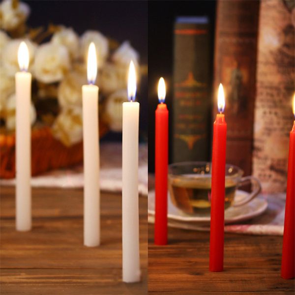 Hochzeitsangebot rote weiße romantische Kerzen rauchlose Wachs täglich allgemeine Beleuchtung Langes Pole -Stromausfall Party Thanksgiving Kerze LT924