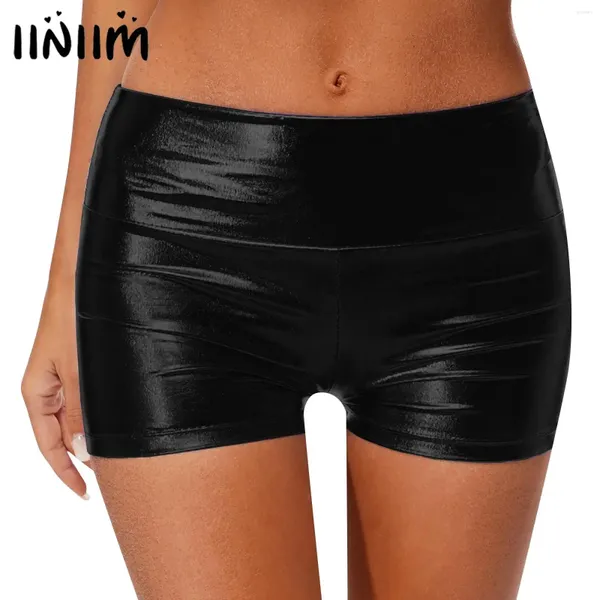 Shorts femminile Womens Metallic Shiny High Way Booty Widen BodyCon Botton Bottoms Active abbari