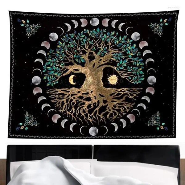 Tapeçarias estéticas de tapeçaria de parede para quarto hippie sol lua de lua decoração de arte de arte pendurada boho