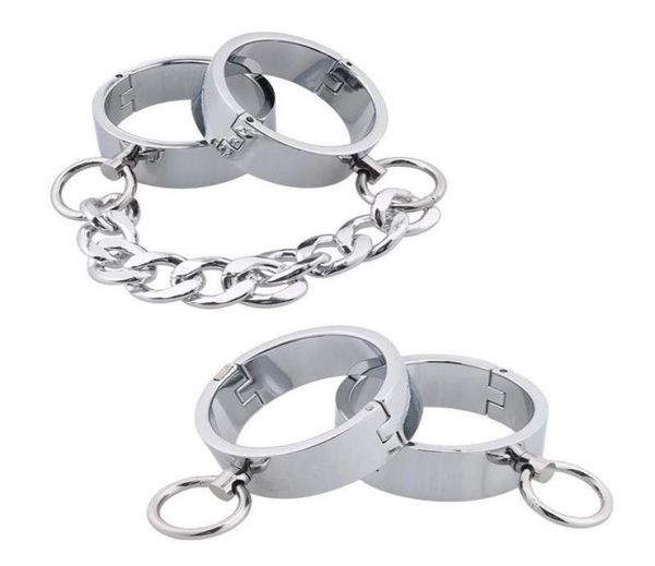 20 mm Höhe Edelstahl Schlossmanschette Metall Handschellen Kreis Ovale Manschetten Armbänder Unisex Armreifen Knöchel abschließbar Bangel4421537