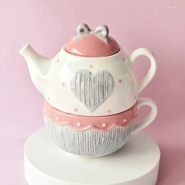 Boccette d'anca tea in porcellana e tazza set di acqua ceramica bevande da caffè a sola persona per latte di lavabo più