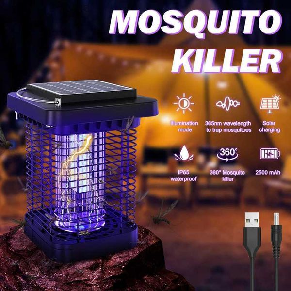 Lampade killer di zanzare 2 in 1 Solar Outdoor Elettrico Mosquito Killer Waterproof Fly Catcher Mosquito Killer Night Light Household Garden Supplies YQ240417