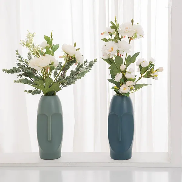Вазы Пластиковая гидропонная ваза для домашнего декора имитация глазурь Простая абстрактная современная гостиная 1pc