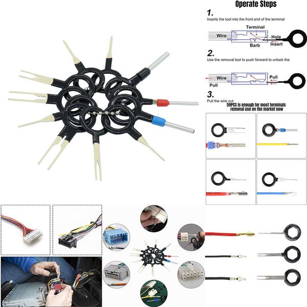 Nuovo strumento di rimozione del terminale a spina da 11 pezzi Kit di estrazione del connettore elettrico per crimpatura per auto per gli accessori per smontaggio