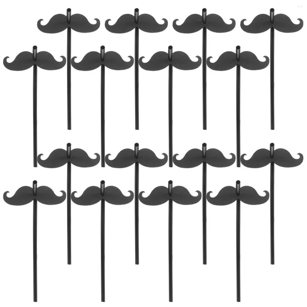 Copas descartáveis canudos 20 PCs Palha bebendo tabela de compasso de compasta de festas decoração de casamento bigode s suprimento de recreação