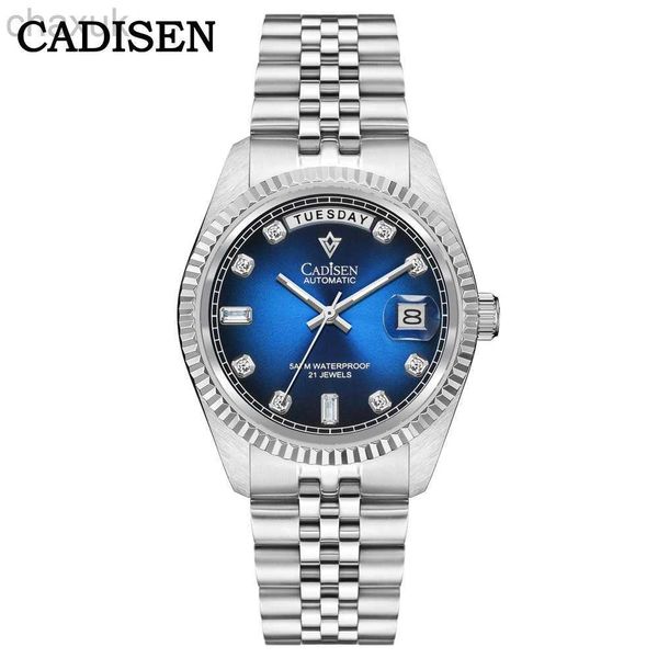 Relógios de punho Cadisen 38mm Classic MENS MECÂNICOS RESPONSELHOS DIAMENTO DIAMENTO DIABRO LUZULO AUTOMÁTICO MEN JAPAN MIYOTA MOVT SAPPHIRE CRISTAL D240417