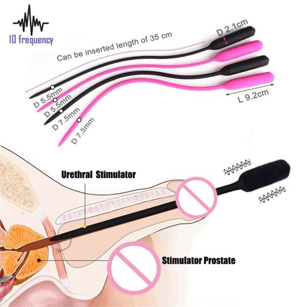 10 Frequenz -Harnröhren -Katheter -Vibrator Penis -Stecker Vibration Insertion Urethra Sound Dilator Sexy Spielzeug für Männer