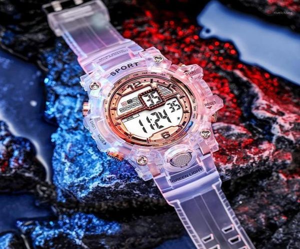 Relógios de pulso Moda Transparent Watch Men039s LED LED Digital Outdoor Multifuncional Provércia Esportes Militares Estudante de Relojes Ho3208029