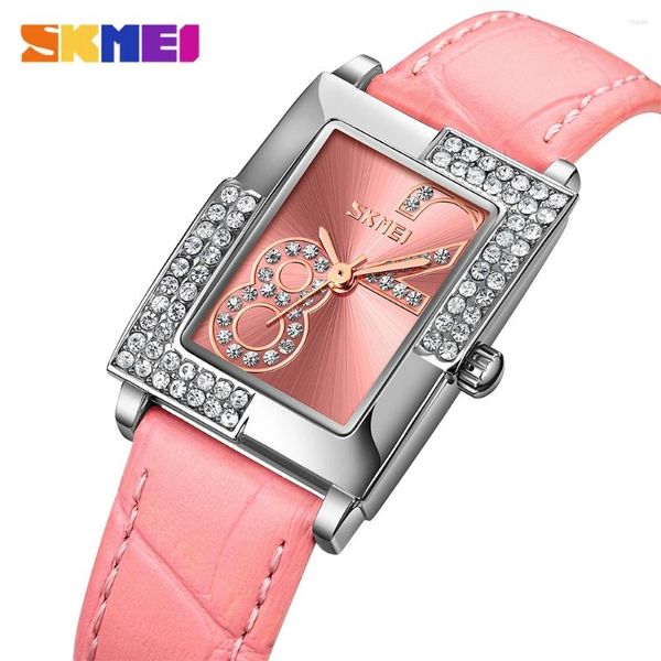 Orologi da polso skmei 9289 orologi per donne semplicità band in pelle casual orologio orologio di lussuoso strass di strass sport sport ladies polso