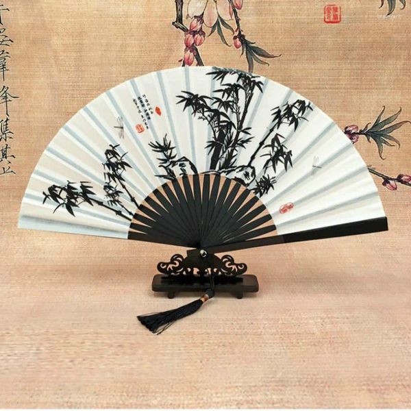 Dekorative Figuren Vintage schöne Dame männliche Handfan Chinesische Hanfu Cosplay Dance Tragbare Sommer Daily Folding Abanicos Para Boda