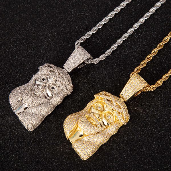colar de grife de colar de designer coroa de hip hop jesus pingente colar de cobre micro conjunto de zircão jóias de personalidade