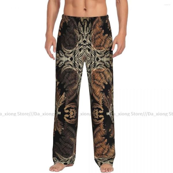 Calça de sono do sono masculino Pijama de pijama barroco floral Long Lounge Bottoms Casual Homewear