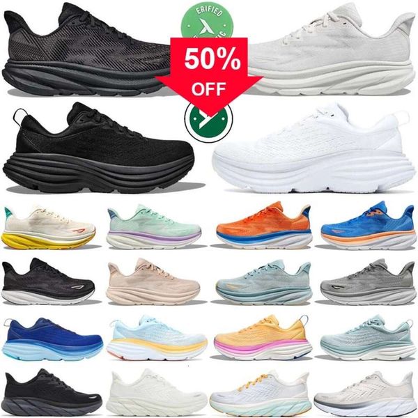 Billige Designer Bondi Clifton 8 9 Laufschuhe für Männer Frauen Herren dreier schwarz weißer Wolkenblau -Frauen -Trainer Sneaker