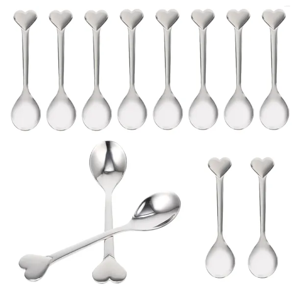 Löffel 12 PCs Edelstahl Love Fork Mini Cakes Wear-Resistant Löffel Dessert Kaffeezubehör bequem wiederverwendbares Kind