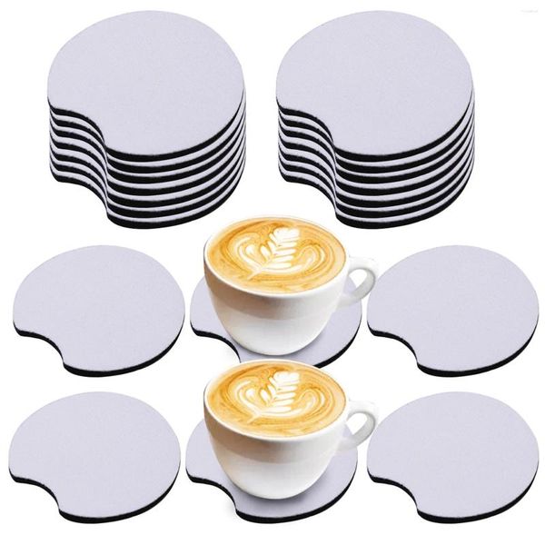 Tischmatten 50pcs Küche Sublimation Car Cup Neopren Büro Geschenk Dicke Wohnzimmer Wärmeübertragung Langlebiger, einfach gebrauchte DIY Runde leere