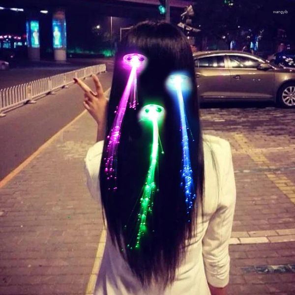 Decoração de festa 48pcs/lote 35cm LED Colorido brilhando na extensão escura de cabelo da trança flash