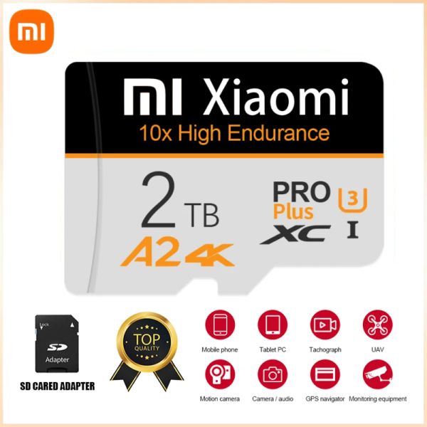 Adaptador Xiaomi Cartas de memória de alta velocidade 1 TB 2TB 2TB Micro TF SD Card 128 GB 256 GB Classe 10 Flash TF/SD Micro cartão para câmera Car PC PC