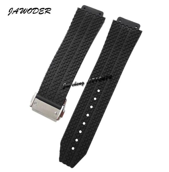 Jawoder Watchband 24 -мм 25 -мм мужчины женщины из нержавеющей стали Clacp Black Diving Silicone Rubber Watch Bess для Big Bang3508281