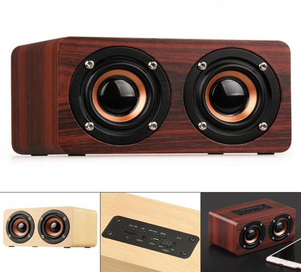 W5 10W 52mm Retro Horn Double Wooden 42 Bluetooth Alto -falante com Aux Audio Playback e Interface MicroSB para telefone celular PC7345331