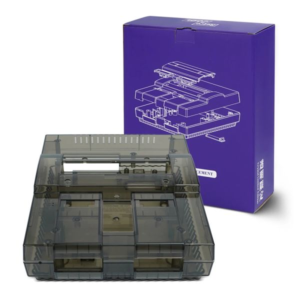 Spettacoli di altoparlanti Bitfunx Shell trasparente Caso trasparente per Nintendo Snes SNES SFC versione retrò con console di gioco retrò