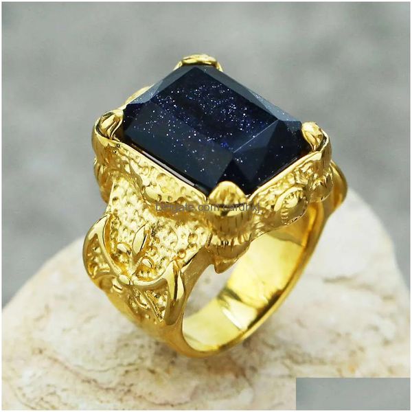 Anelli di nozze Mighty maschile in acciaio intarsio intarsiata zircone anello nordico pirata guerriero goccia di consegna gioielli dh9ji