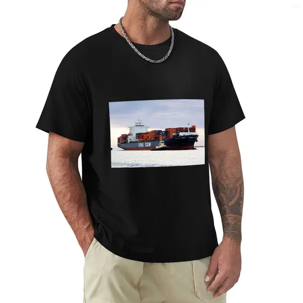 Herren Polos Container Cargo Ship und Tug T-Shirt Ästhetische Kleidung Plus Größe Tops Schwergewichtige T-Shirts für Männer